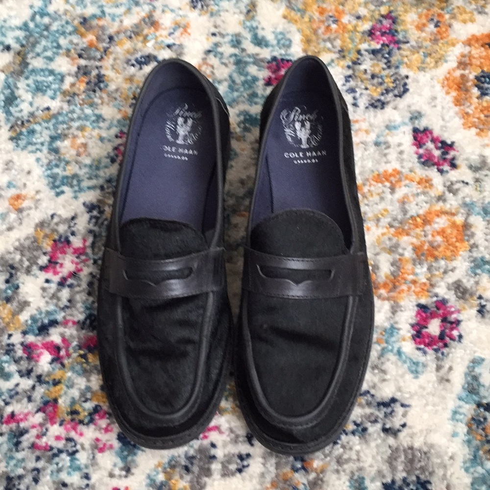 Cole haan calf hair loafers
